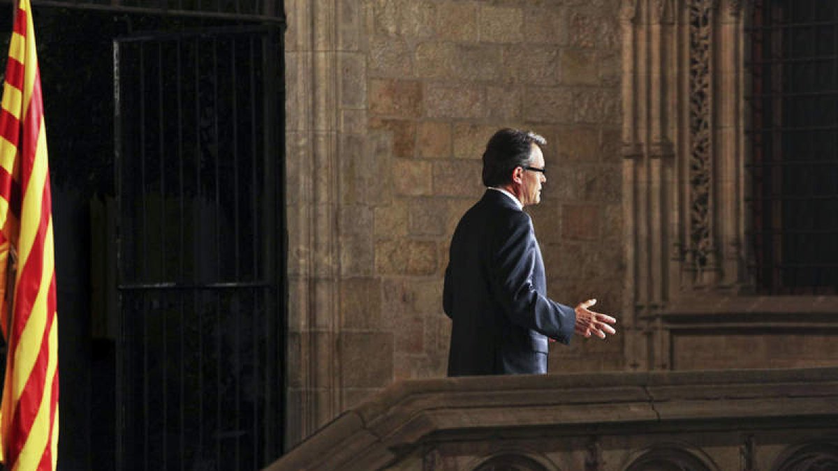 El presidente de la Generalitat, Artur Mas, en la grabación de su mensaje para la Diada.