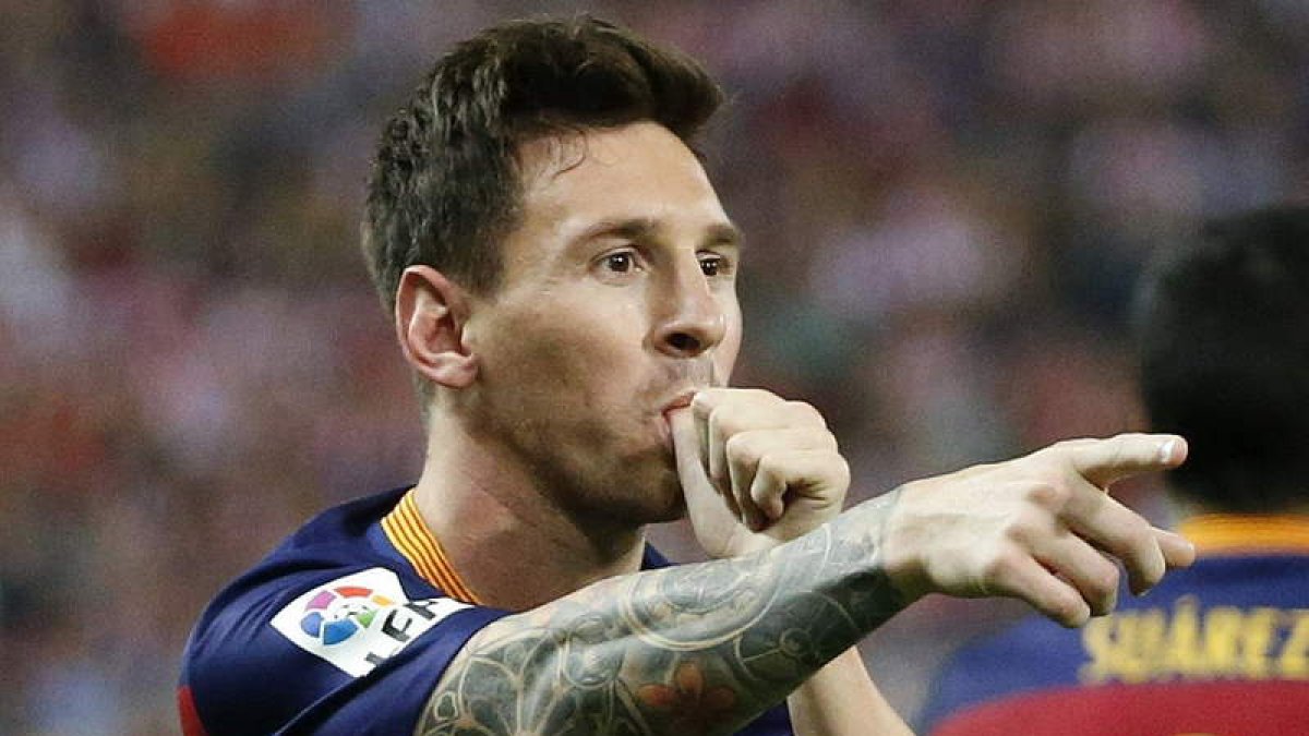 Messi celebra el segundo gol marcado al Atlético y se lo dedica a su segunda criatura