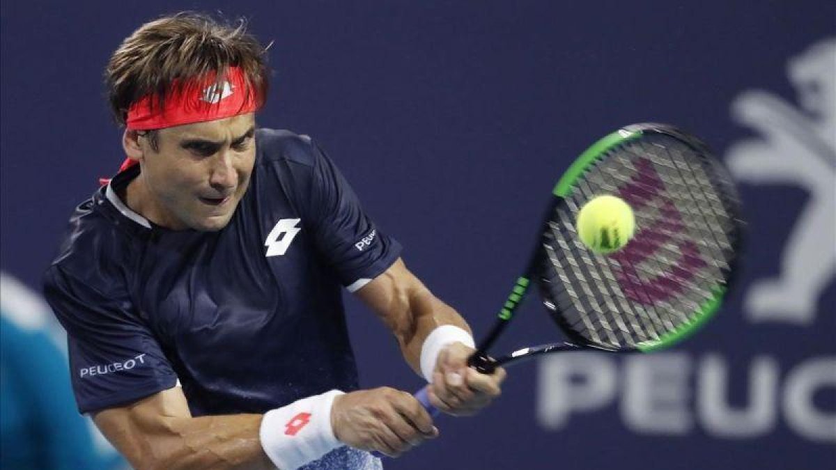 Ferrer, en acción en un momento del partido ante Zverev.