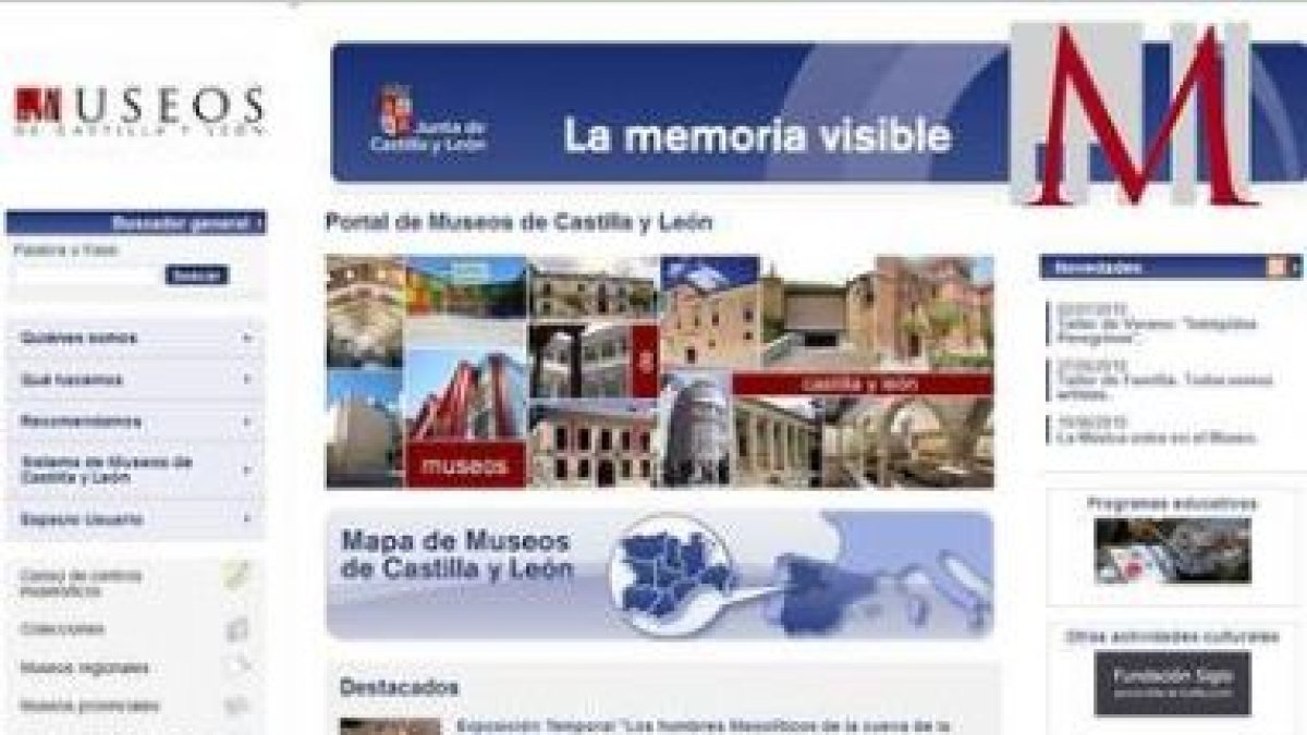 Detalle del portal de los museos de Castilla y León.