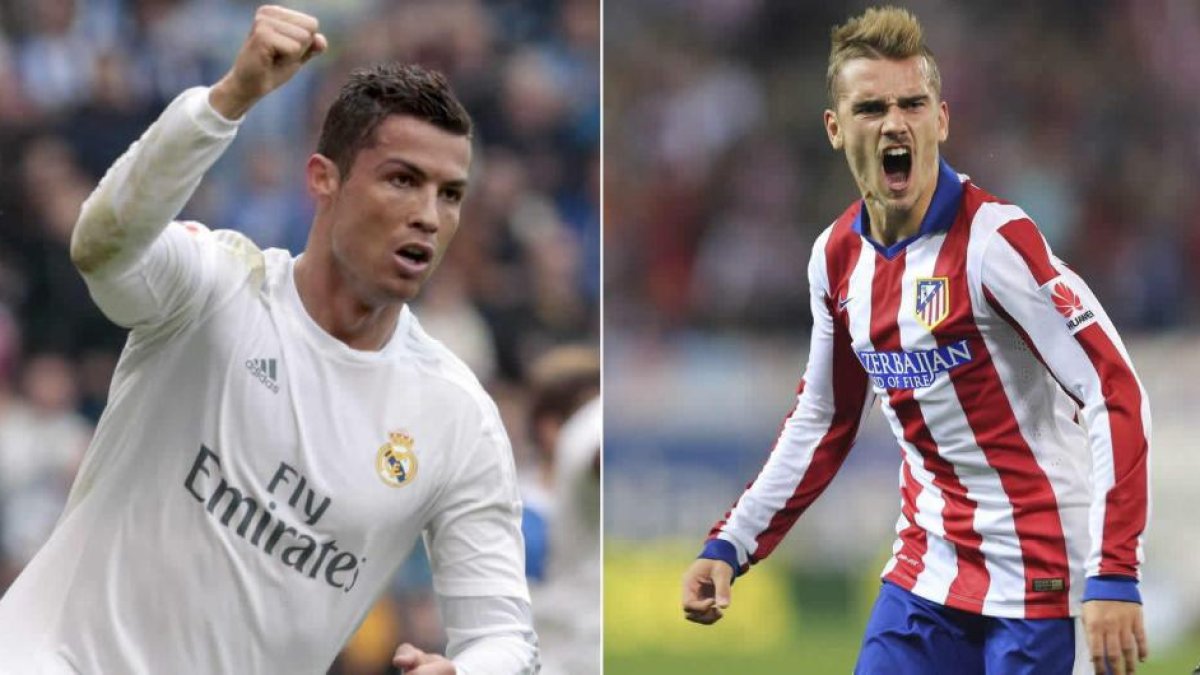 Cristiano Ronaldo y Antoine Griezmann, las principales bazas ofensivas de Madrid y Atlético para la final de Milán. LAVANDEIRA JR/BALLESTEROS