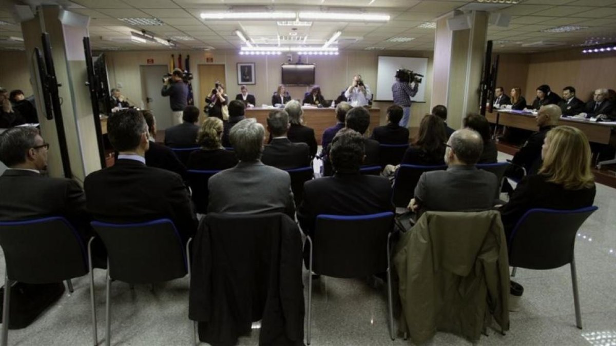 El banquillo de los acusados del juicio del 'caso Nóos'.