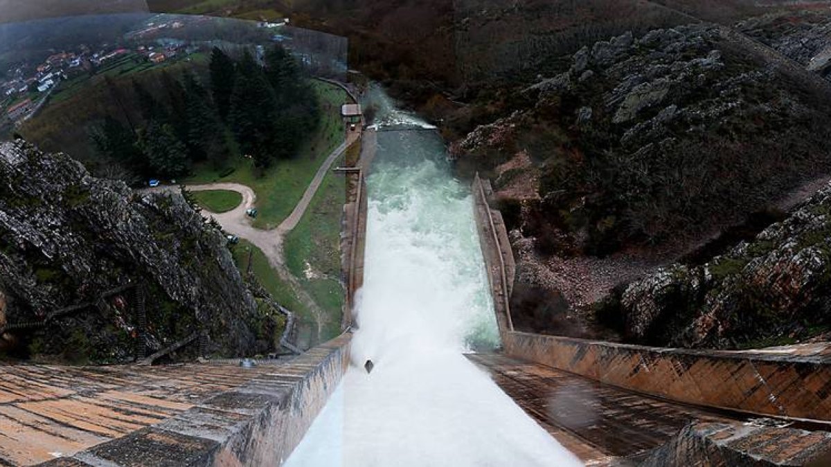 Desembalse de agua en el pantano de Luna