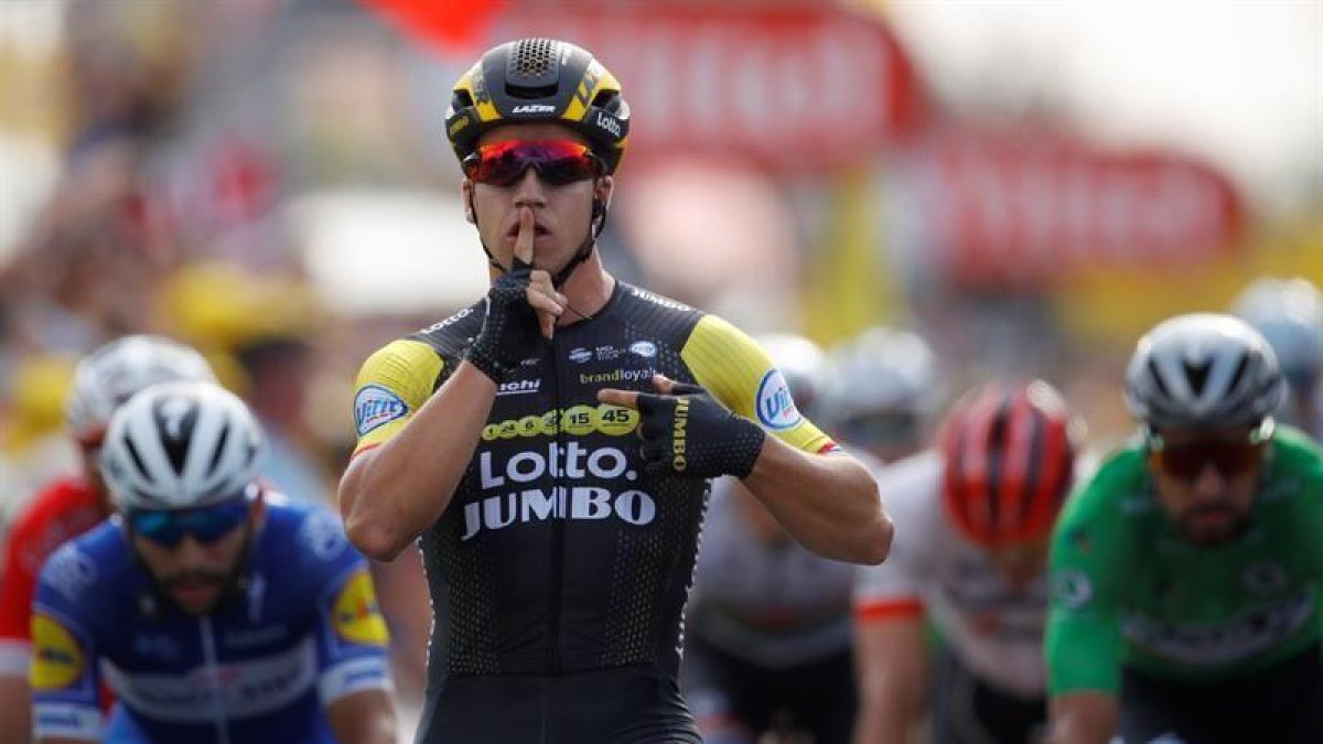 Dylan Groenewegen en su anterior triunfo de etapa.