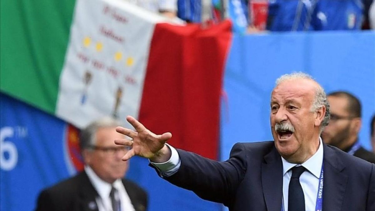 Vicente del Bosque, durante el partido contra Italia de la Eurocopa pasada.