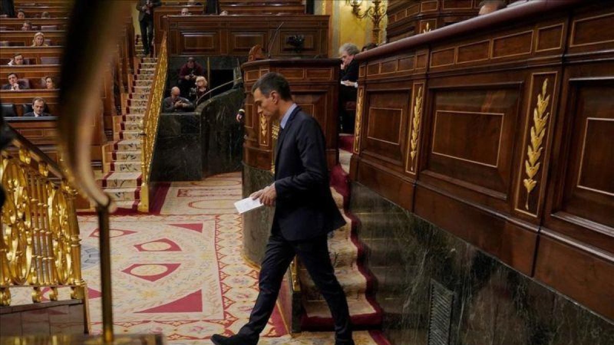El presidente del Gobierno, Pedro Sánchez, en uno de los últimos plenos del pasado año