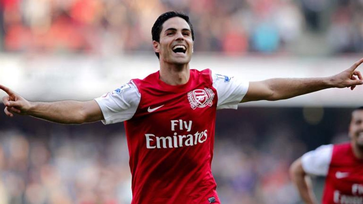 Arteta celebra el gol que marcó (3-0) ante el Aston Villa.
