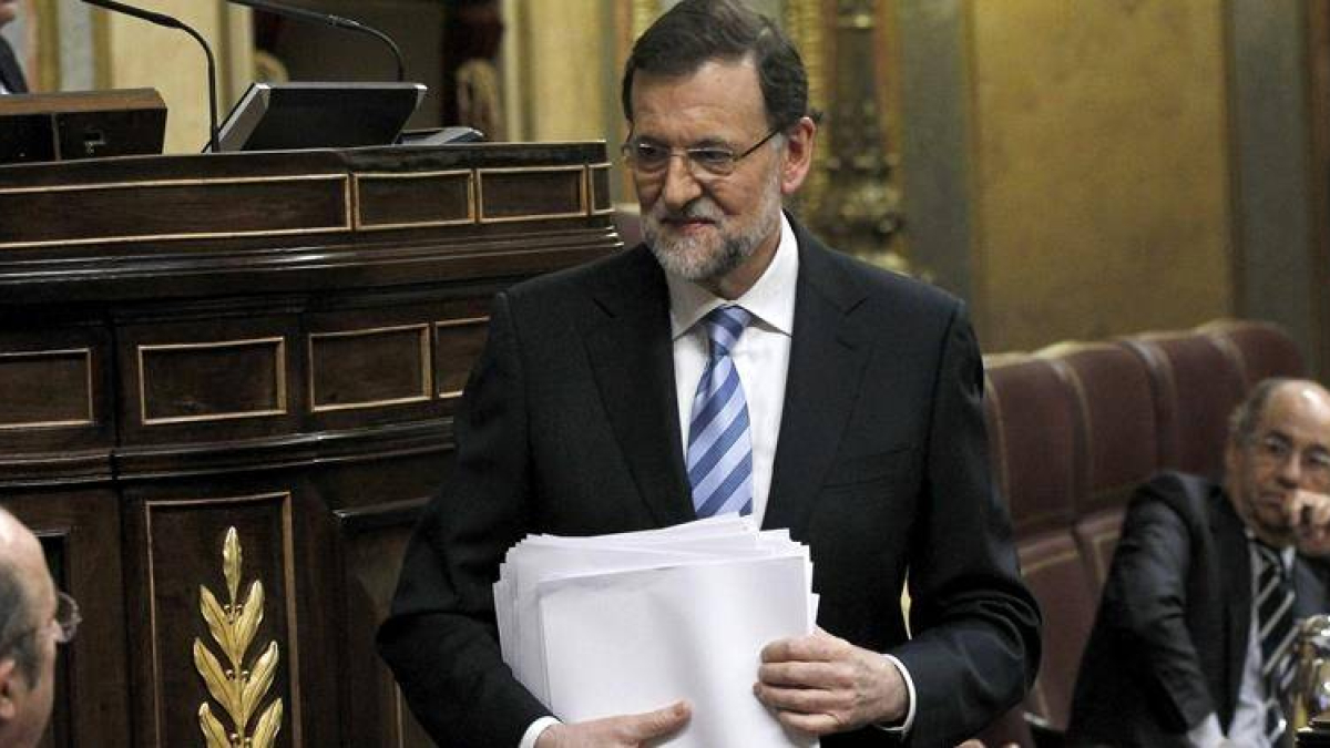 El presidente del Gobierno, Mariano Rajoy, tras su intervención inicial en el debate sobre el estado de la nación.