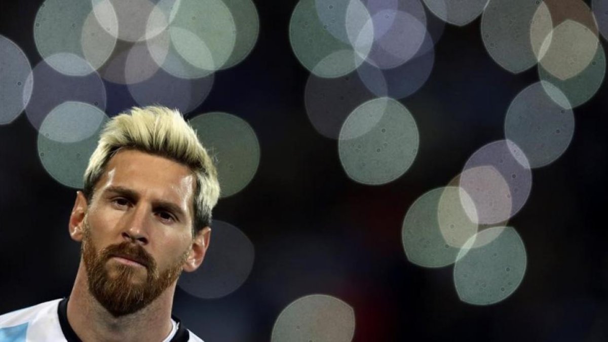 Messi, en el partido de Argentina contra Uruguay en Mendoza.