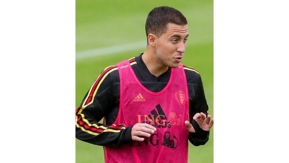 Eden Hazard, durante un entrenamiento con Bélgica. STEPHANIE LECOCQ