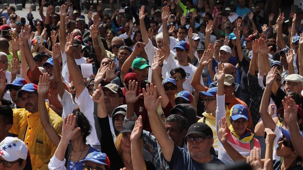 Simpatizantes de Guaidó, en Caracas.