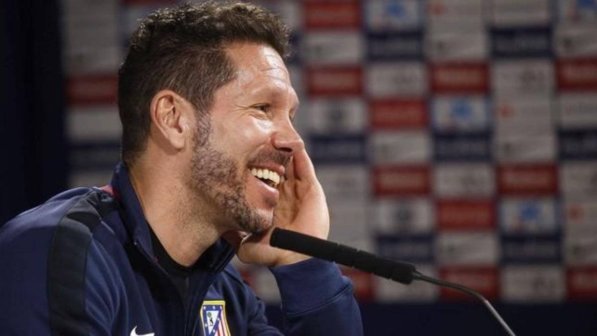 Diego Pablo Simeone, durante la rueda de prensa de este sábado en la ciudad deportiva rojiblanca.