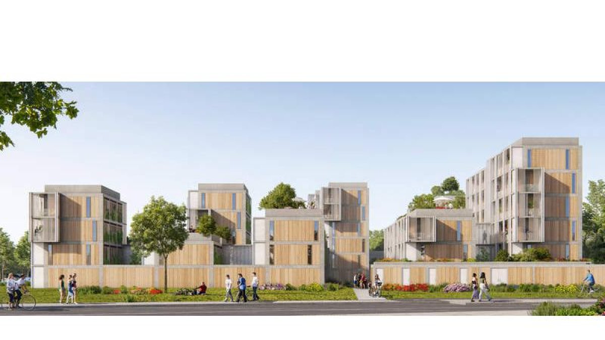 Diseño planteado por el arquitecto para la construcción del centenar de pisos en la parcela colindante a la del conservatorio. ÓSCAR MIGUEL ARES