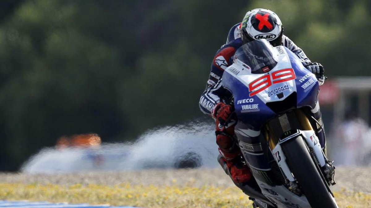Jorge Lorenzo durante los entrenamientos libres del Gran Premio de España.
