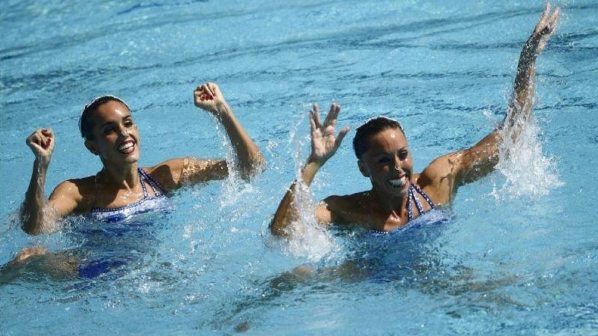 Ona Carbonell y Gemma Mengual, en un momento de la rutina técnica.