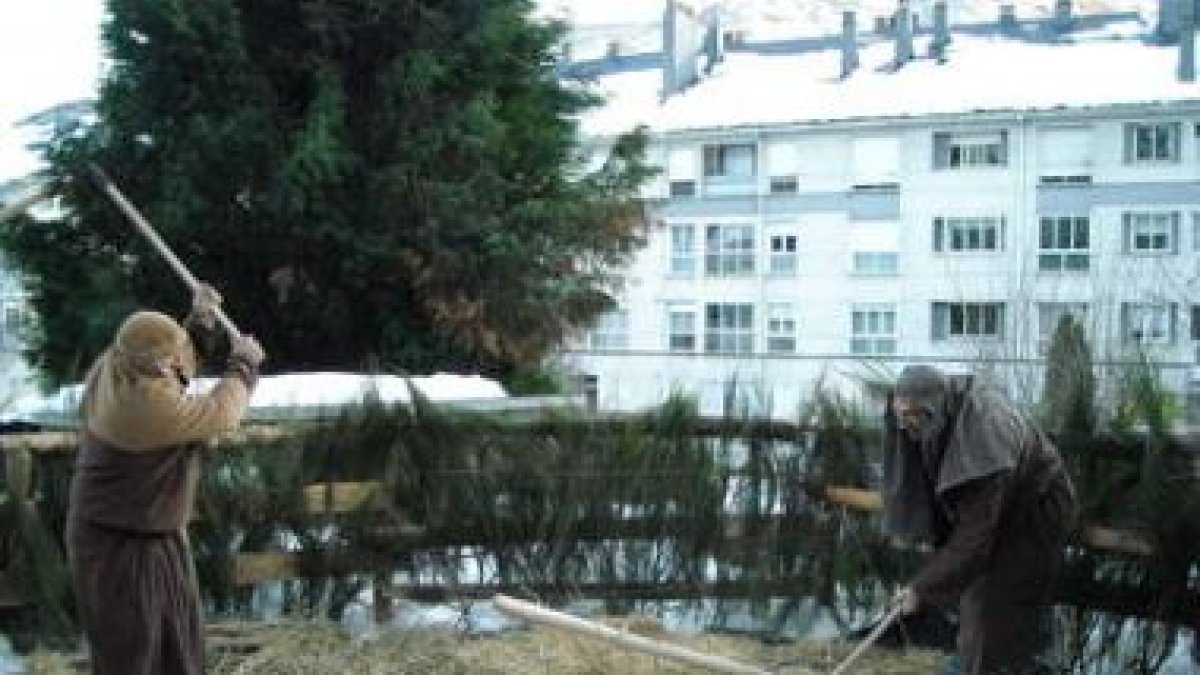 Imagen de una de las escenas del belén viviente del año pasado frente al edificio Sierra Pambley.