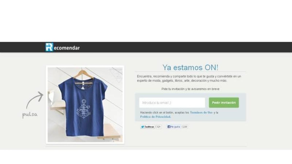 Web de la nueva red social 'Recomendar'