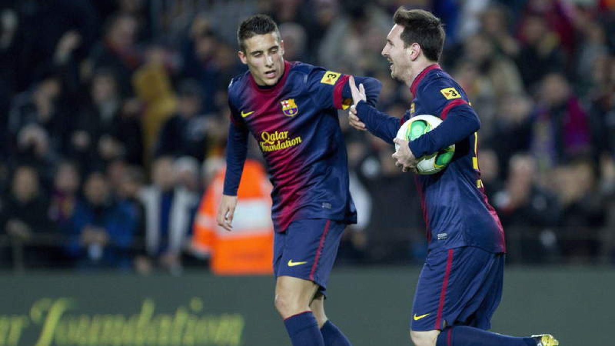 El argentino Leo Messi y Tello durante un partido de esta temporada.