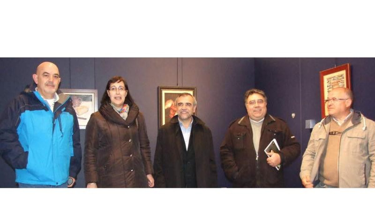 Baena, De la Torre, Palazuelo, Alonso y Gallego, durante la inauguración de la muestra.