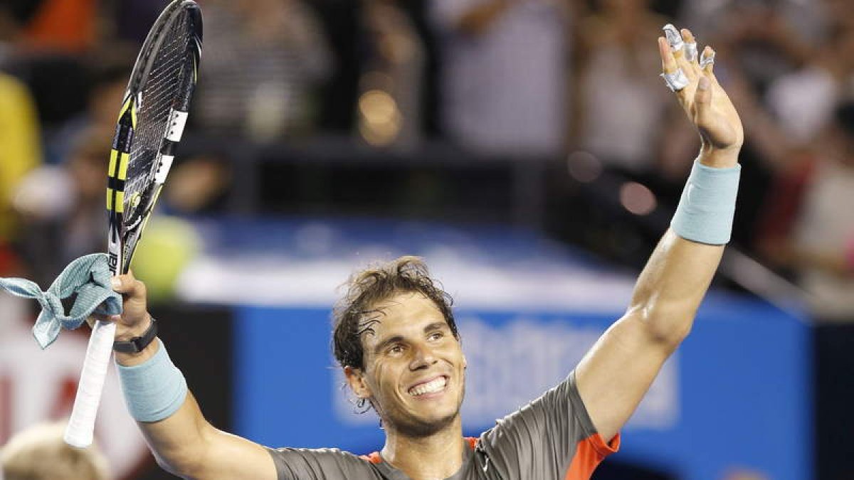 El tenista español celebra su triunfo ante el francés Monfils.