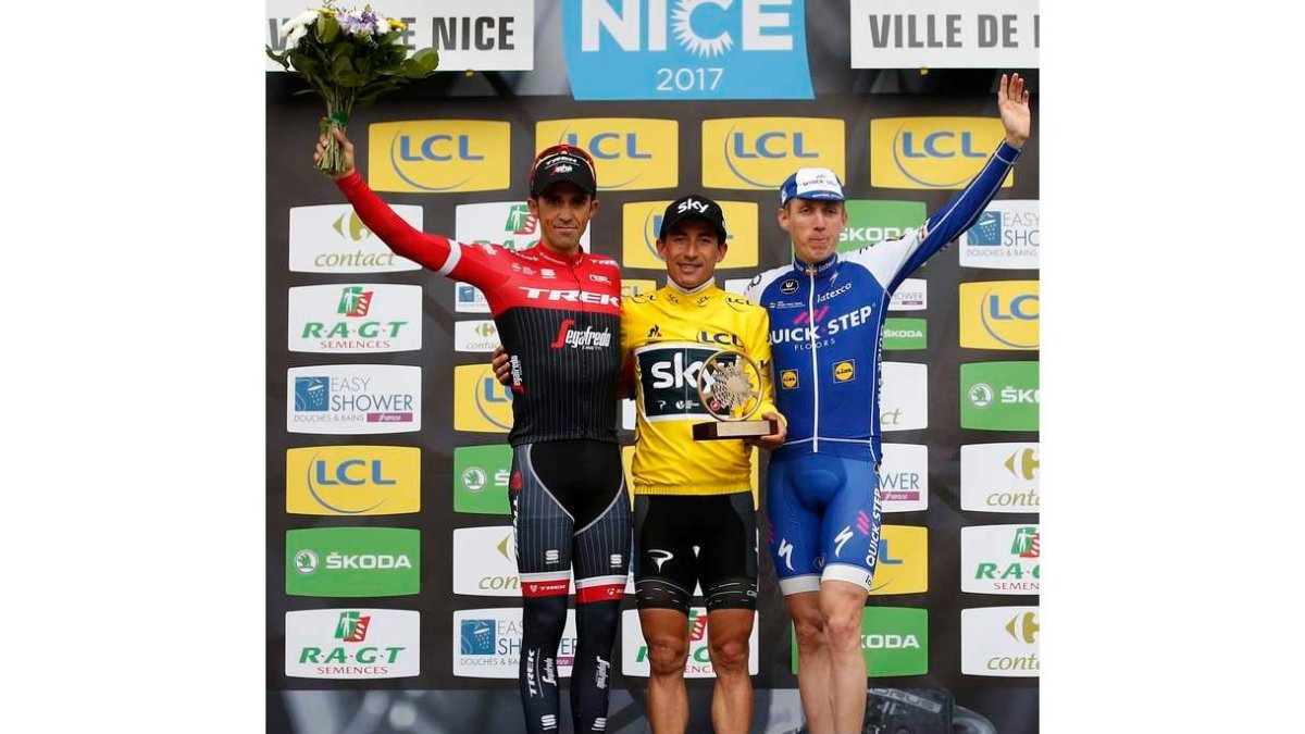Alberto Contador, izquierda, acabó segundo en la París-Niza. NOGIER