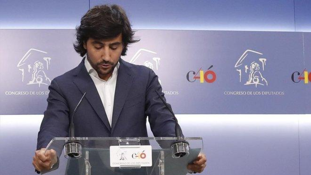 Toni Roldán, en la rueda de prensa en la que ha explicado los motivos por los que deja Ciudadanos.