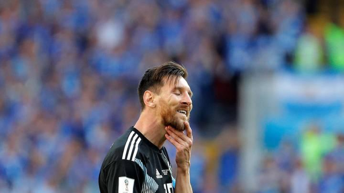 Messi reacciona durante el partido Argentina-Islandia del Mundial Rusia 2018