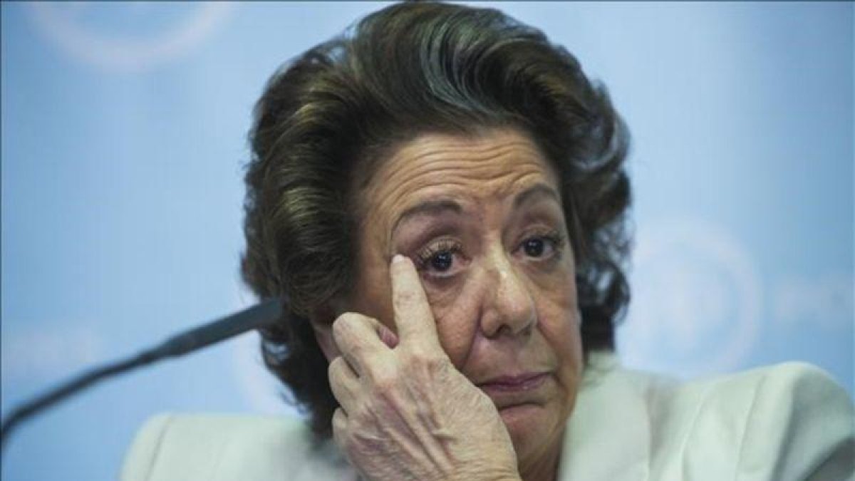 Rita Barberá, exalcaldesa de València, durante una rueda de prensa en la sede del PP valenciano.