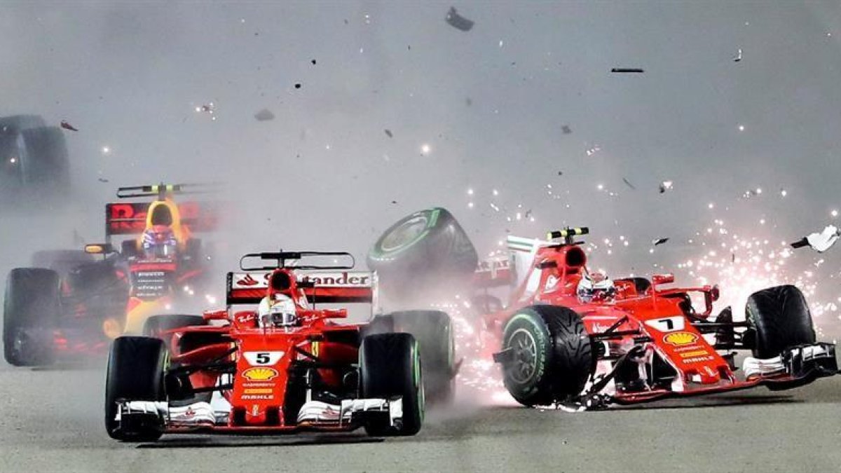 El accidente entre Vettel y Kimi Raikkonen.