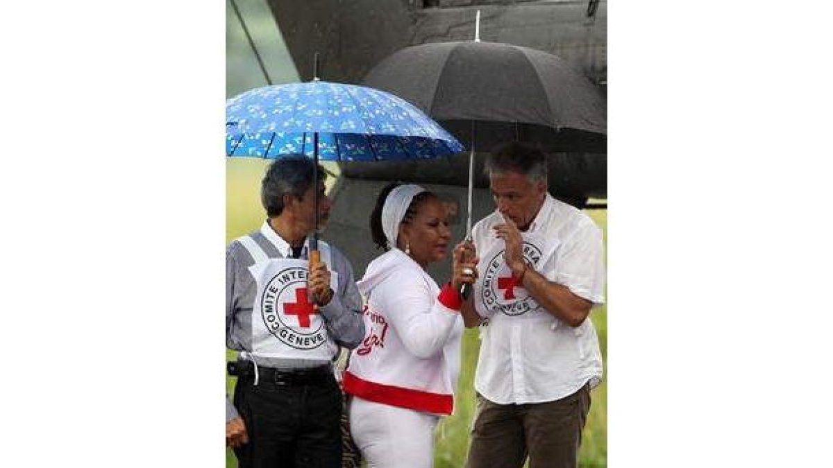 La senadora Piedad Córdoba antes de iniciarse la misión.