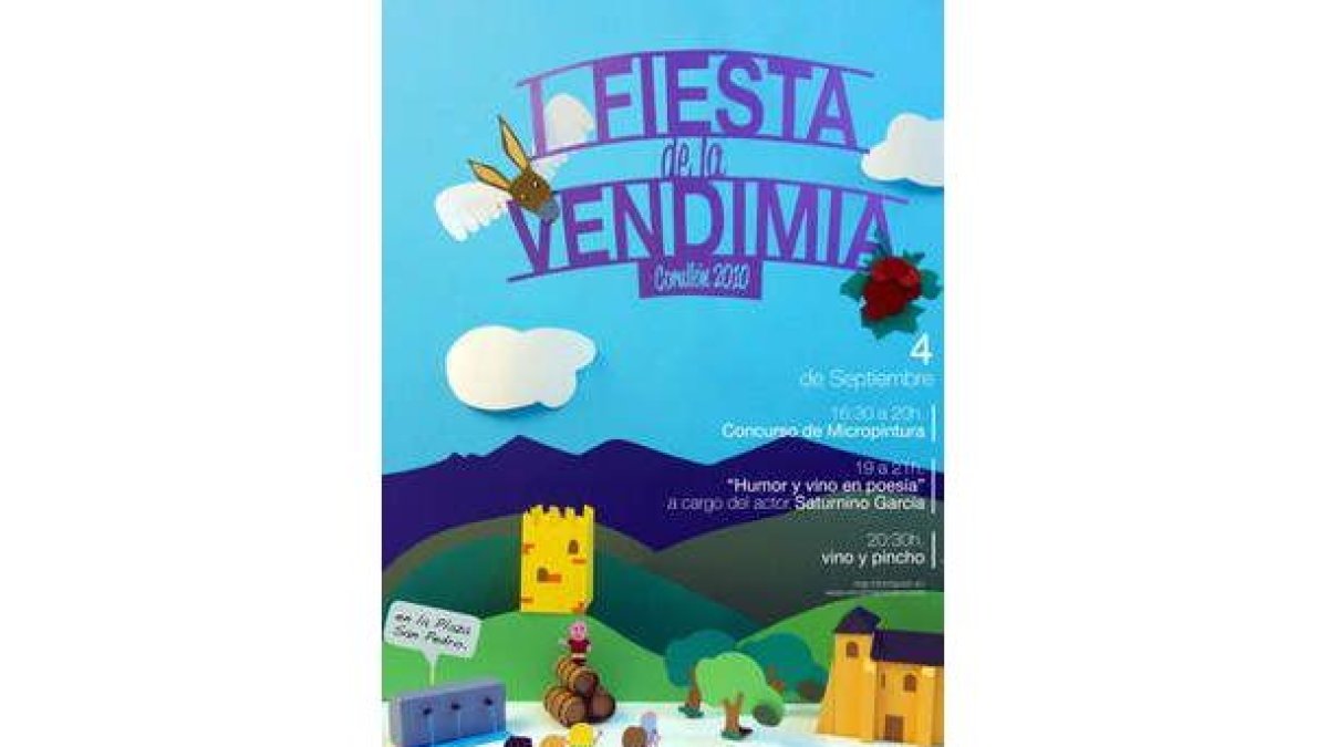 El cartel de la primera exaltación de la vendimia en Corullón.