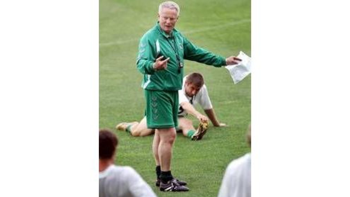 El entrenador lituano, Algimantas Liubinskas, en el entrenamiento de ayer