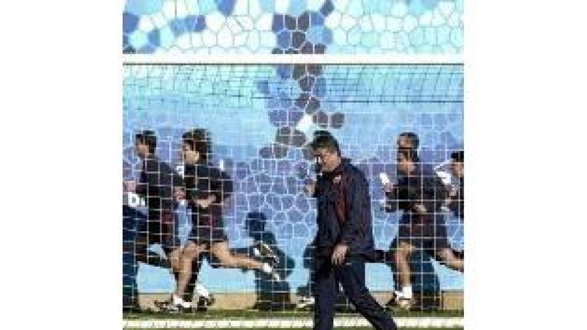 Antic, durante un entrenamiento de la primera plantilla del Barça