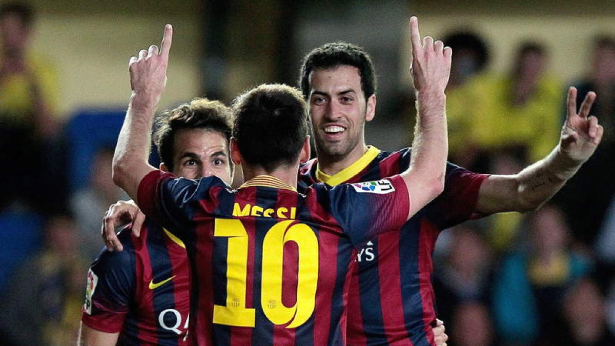 Messi celebra el gol de la victoria ante el Villarreal y se lo dedica al fallecido Tito Vilanova