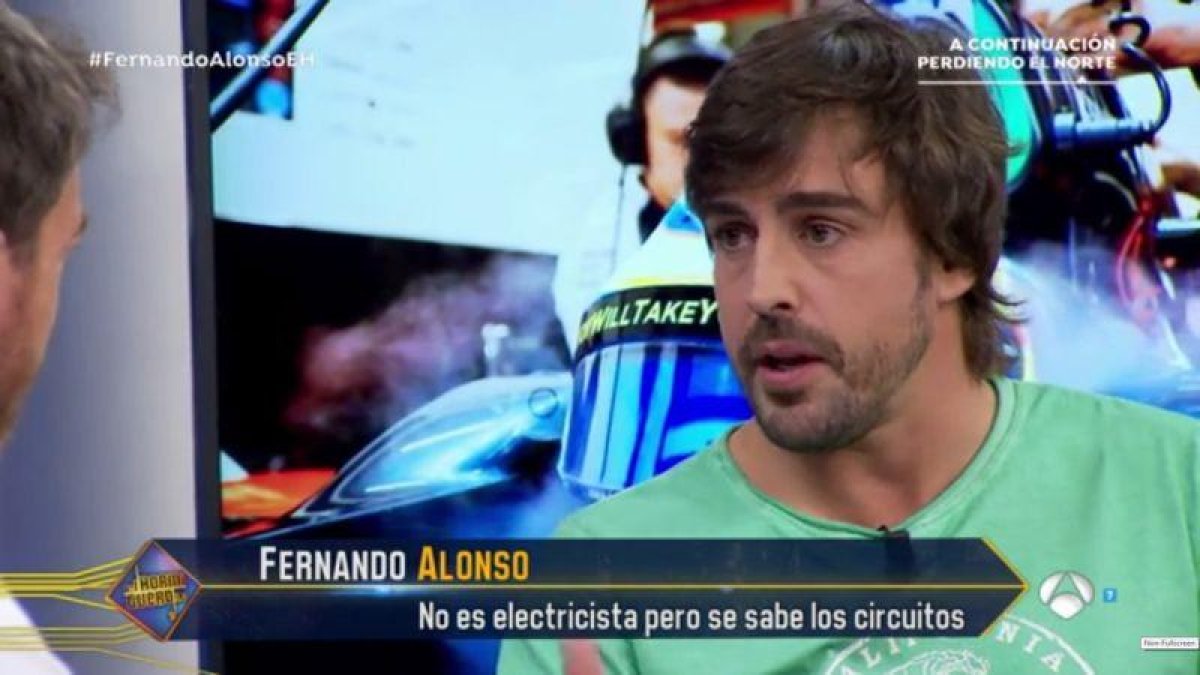 El piloto asturiano Fernando Alonso, durante su intervención en el programa de Antena 3 El hormiguero.