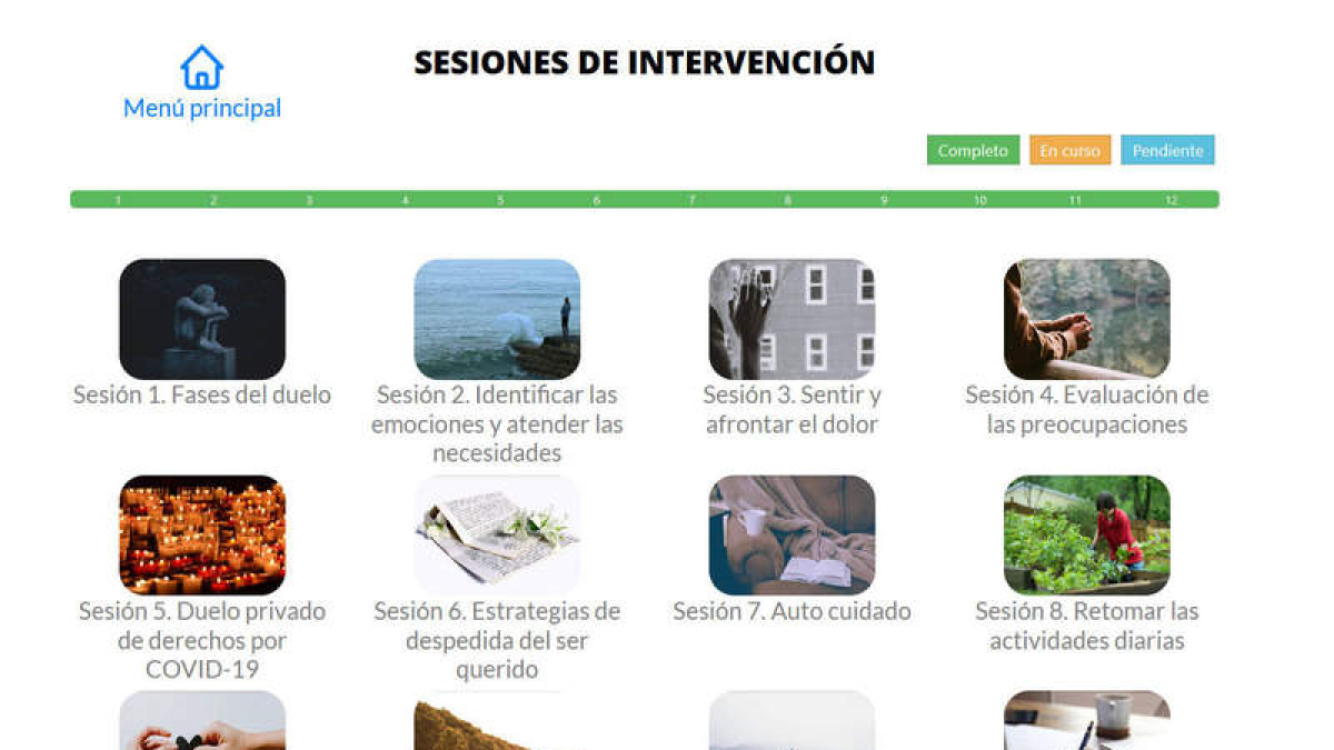 Los distintos portales disponibles en la app diseñada para cuidar la salud mental del personal sanitario. dl