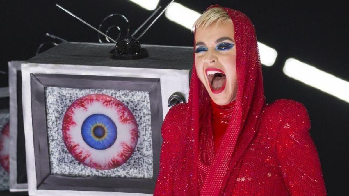 Katy Perry durante su actuación en el Staples Center de Los Ángeles con Witness The Tour, el pasado noviembre.