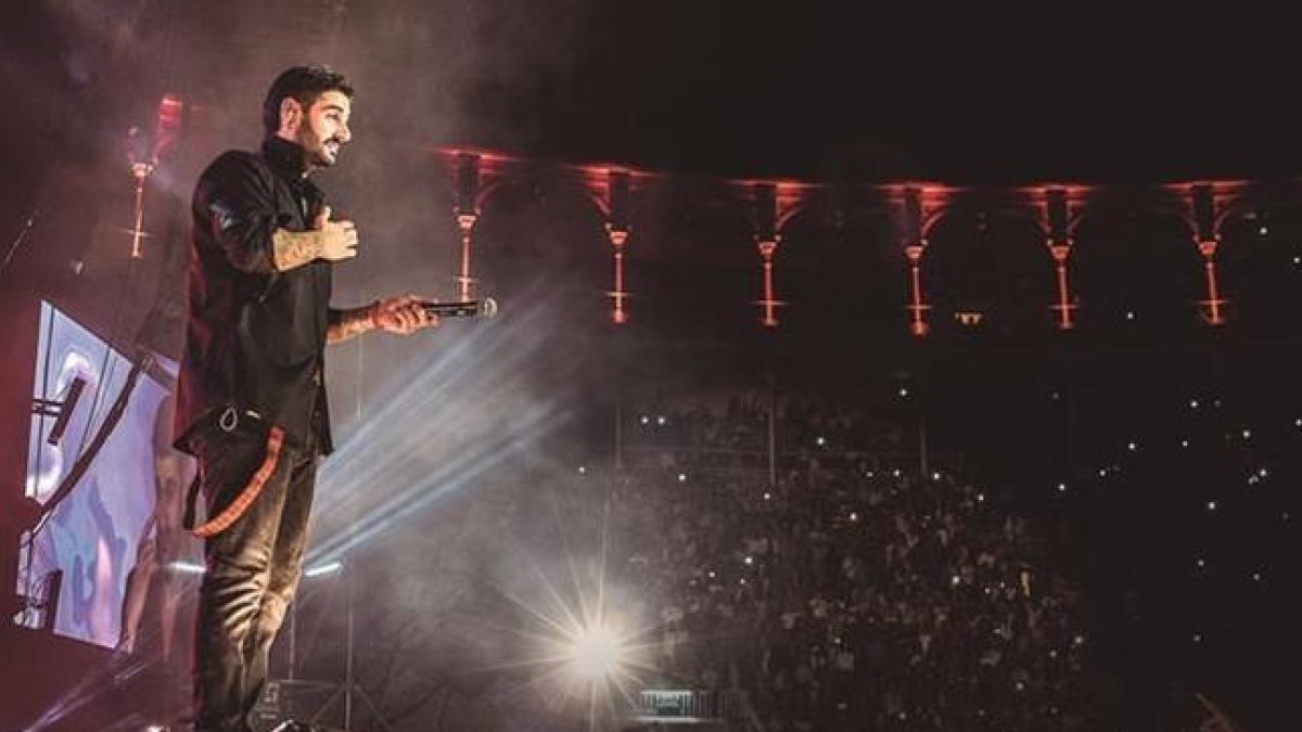 Melendi, en la actuación en la plaza de toros de Las Ventas de Madrid.