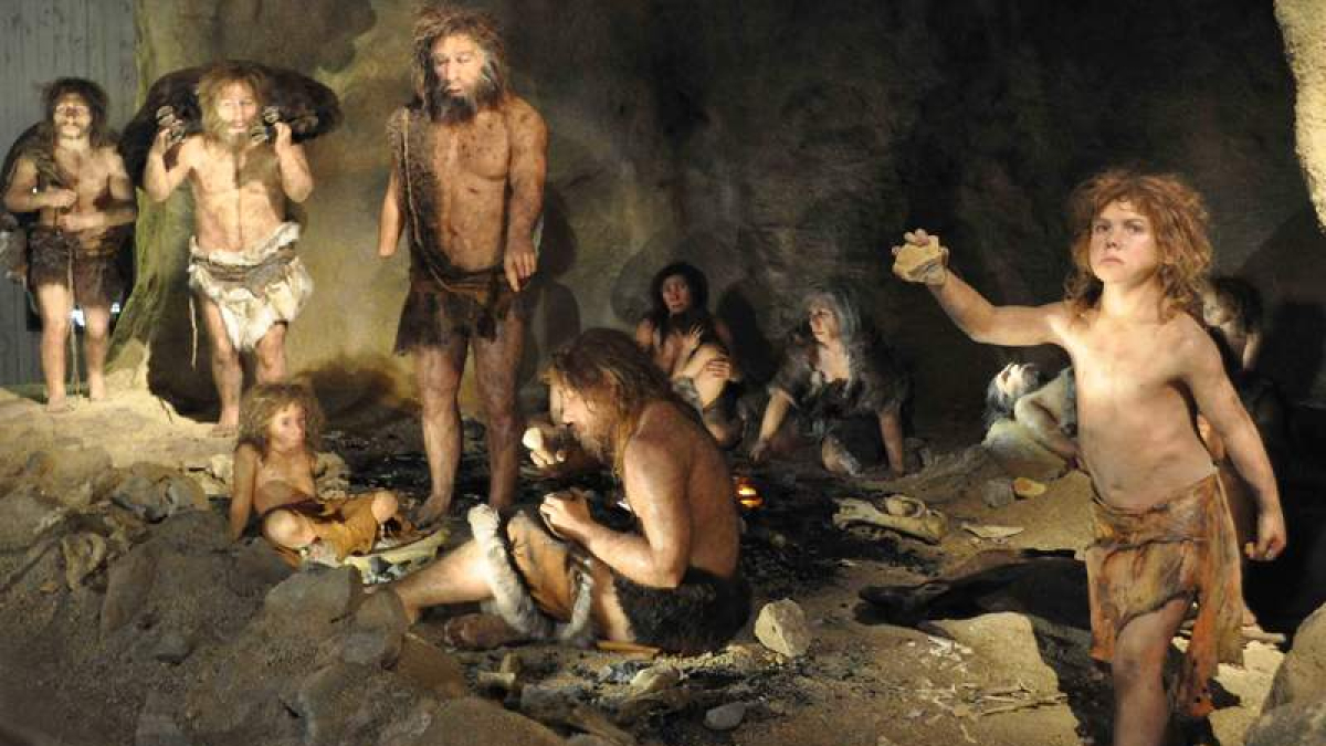 Recreación de una comunidad neandertal de hace más de 70.000 años. DL