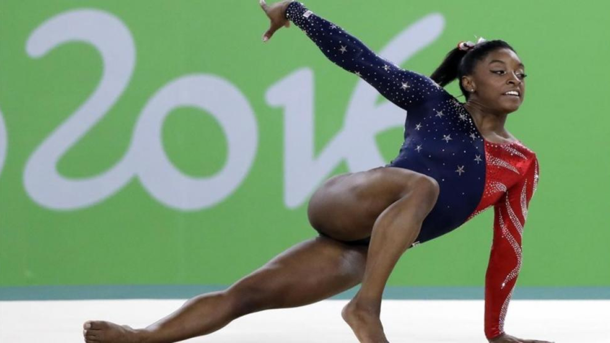 Simone Biles, en un ejercicio de suelo en Río.