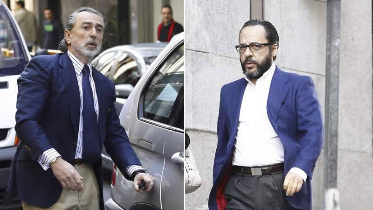 Francisco Correa y Álvaro Pérez ‘El Bigotes’, ayer, a su llegada a la Audiencia Nacional.