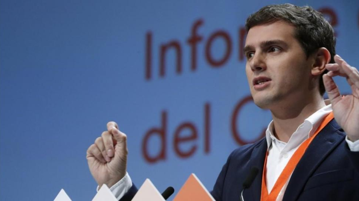 ALbert Rivera, durante su intervención en la asamblea general de Ciudadanos.