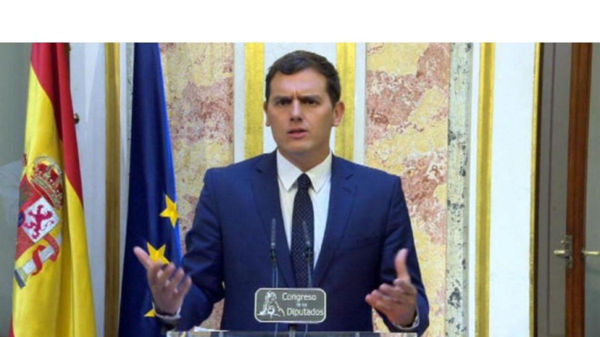 Albert Rivera, durante la comparecencia de esta tarde en el Congreso.