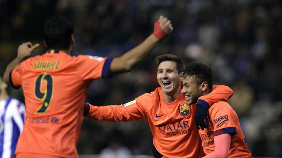 Messi, Neymar y Luis Suárez tiran del carro azulgrana.