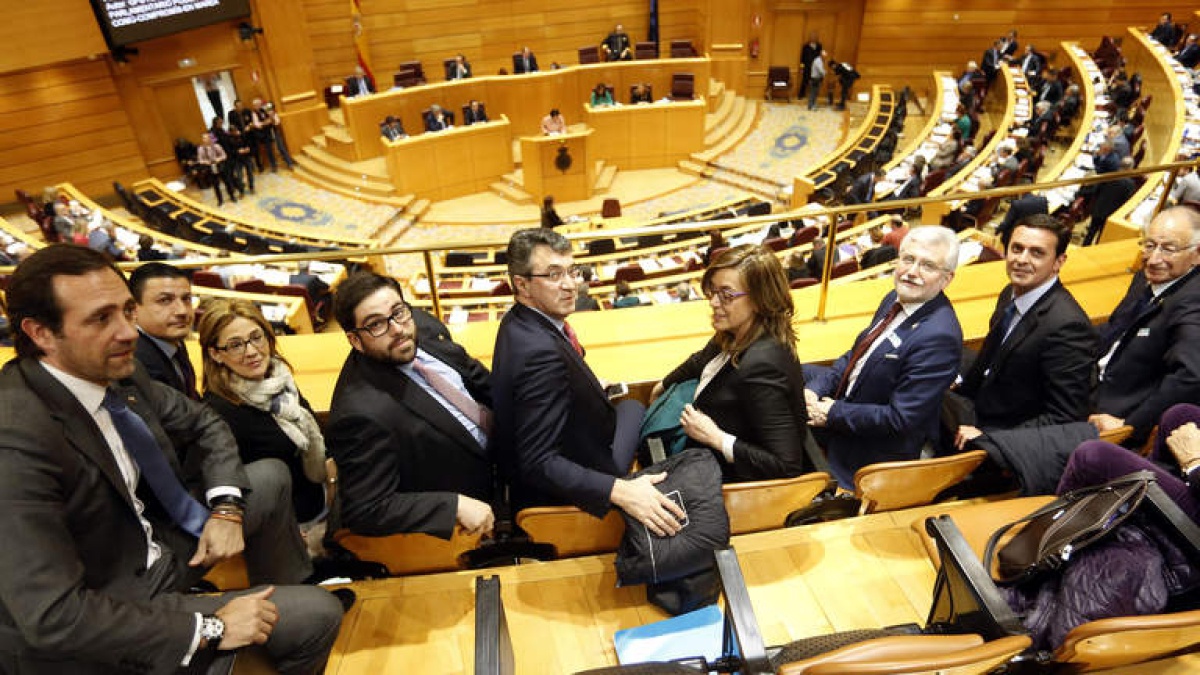 Presidentes de diputaciones gobernados por el PP acudieron ayer al Pleno del Senado, entre ellos Martínez Majo. RAQUEL P. VIECO