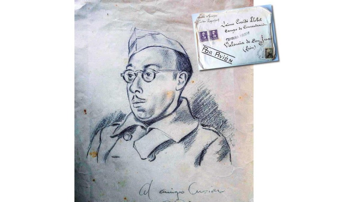 Retrato de Jaime Cusidó Llobet firmado por otro preso del Campo de Concentración de Valencia de Don Juan. FAMILIA CUSIDÓ /CORTESÍA CABAÑAS