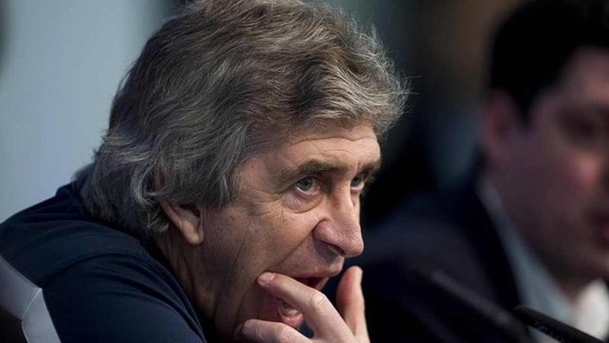 Pellegrini, durante la rueda de prensa celebrada en Manchester.