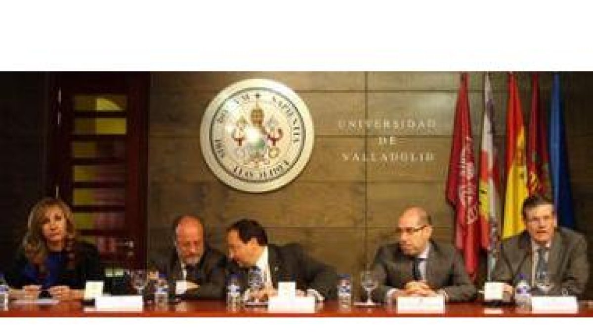 Ana de Prado, Javier León de la Riva, Evaristo Abril, Carlos Tobalina y Francisco Tinaut, en rueda d