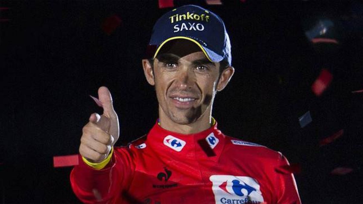 Alberto Contador, en Santiago de Compostela, tras ganar la Vuelta a España 2014.