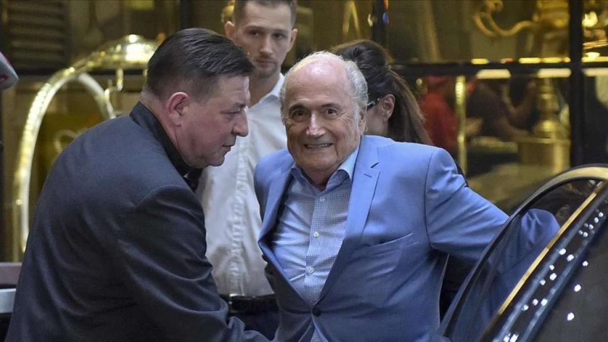 Blatter, a su llegada a Moscú.